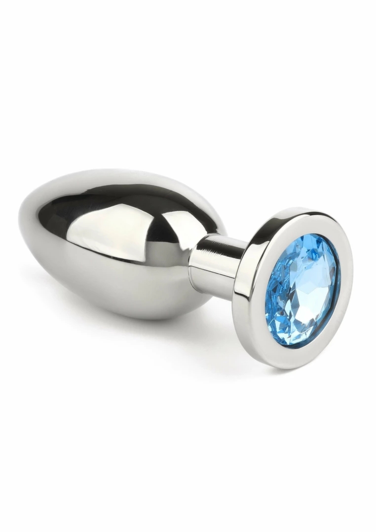 Mr. Steel Jeweled Plug Large stalowy model z ozdobnym kryształem, 9,5 cm