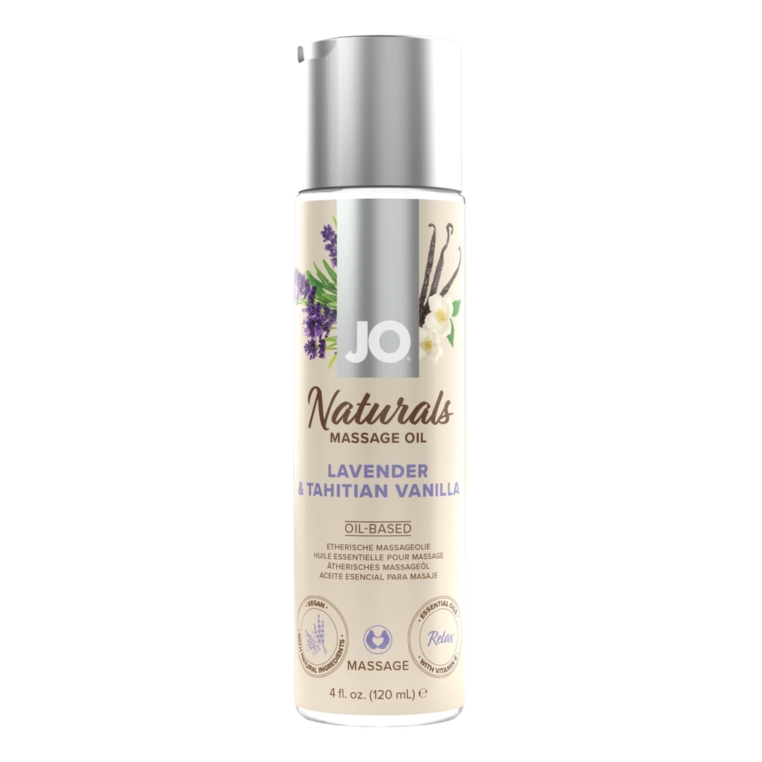 JO Naturals Massage Oil Lavender & Tahitian Vanilla 120ml – olejek do masażu, wegański, naturalny
