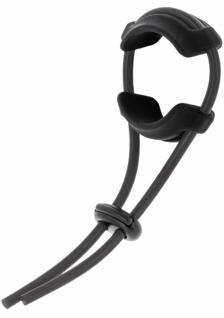 Hidden Desire Adjustable Comfort C-Ring – silikonowy pierścień regulowany, czarny, miękkie wyściełanie