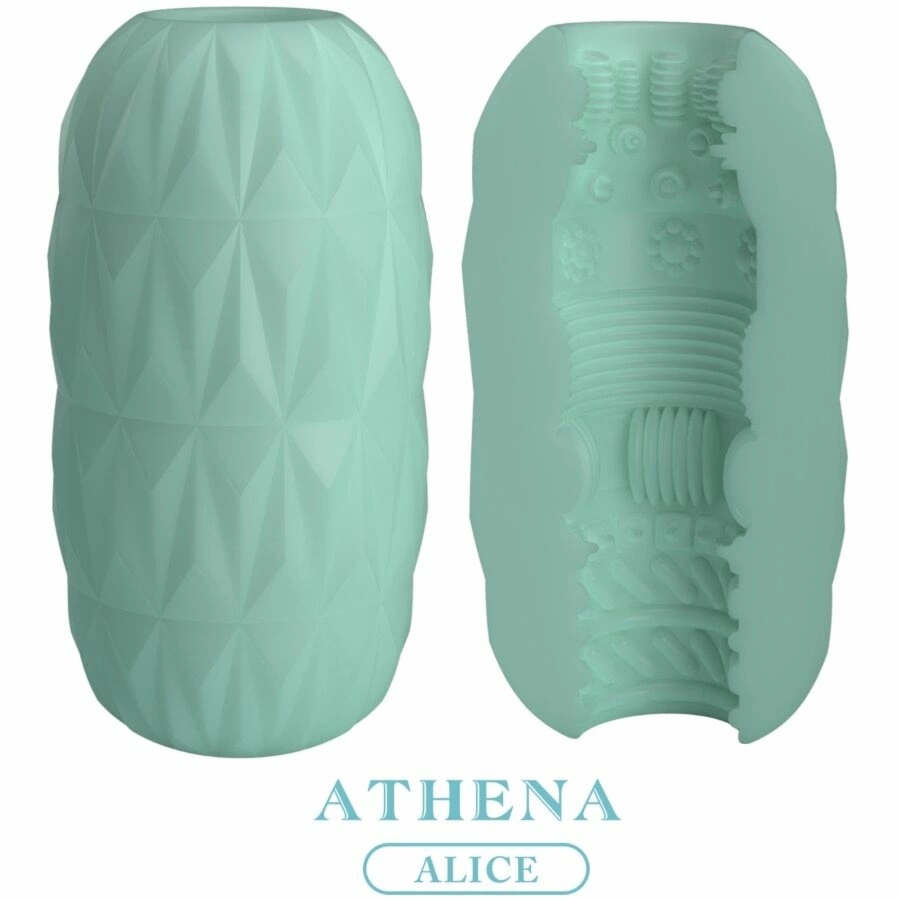 Pretty Love Athena Egg Stroker – kompaktowy model TPR, turkusowy, dwustronna tekstura, etui