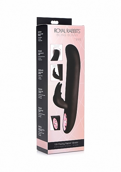 Elastyczny Wibrator Królewski - Royal Rabbits Bling Bunny 10X Flexing Rabbit Vibrator - Czarny AG272