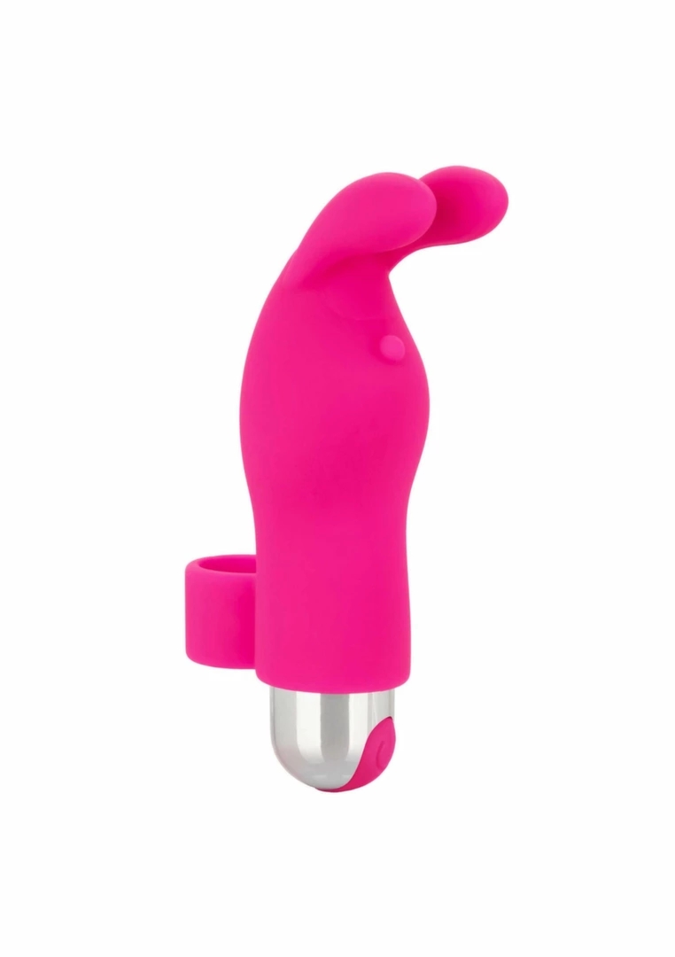 CalExotics Rechargeable Finger Bunny silikonowy mini masażer z uszami, USB, różowy