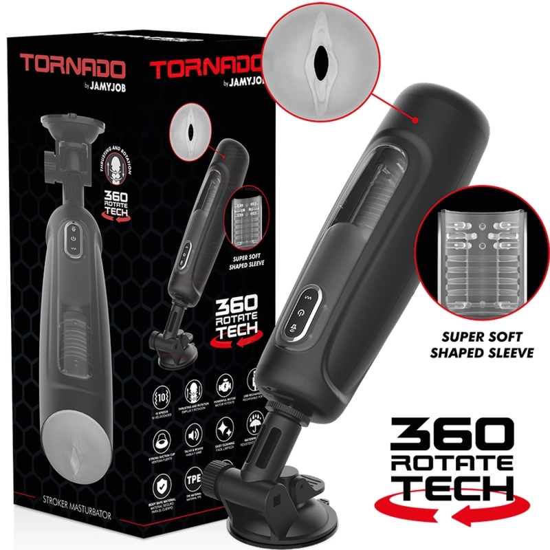 Jamyjob Tornado 360 Tech – automatyczna maszyna intymna z rotacją, 10 trybów, ładowanie USB