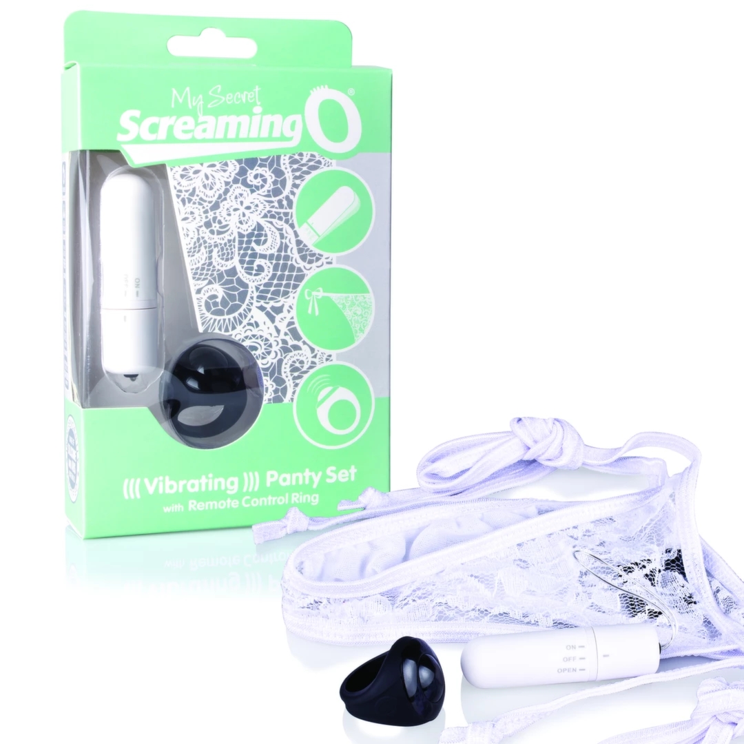 Screaming O Panty Vibe White – zdalny system wibracyjny z pilotem pierścionkiem, majtki, 10 programów