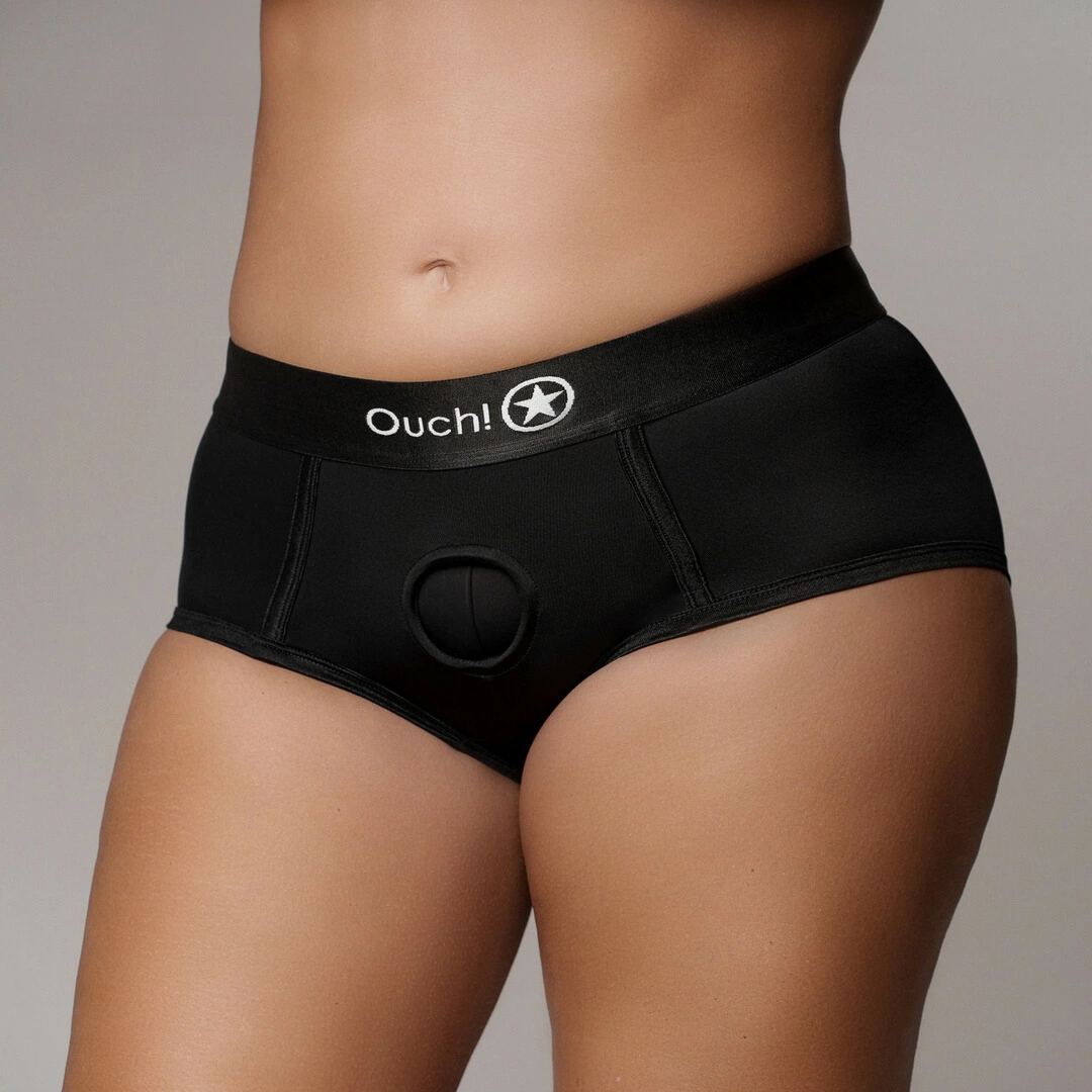 Ouch! Vibrating Strap-on Briefs XL/XXL, system O-Ring, 10 trybów, czarne