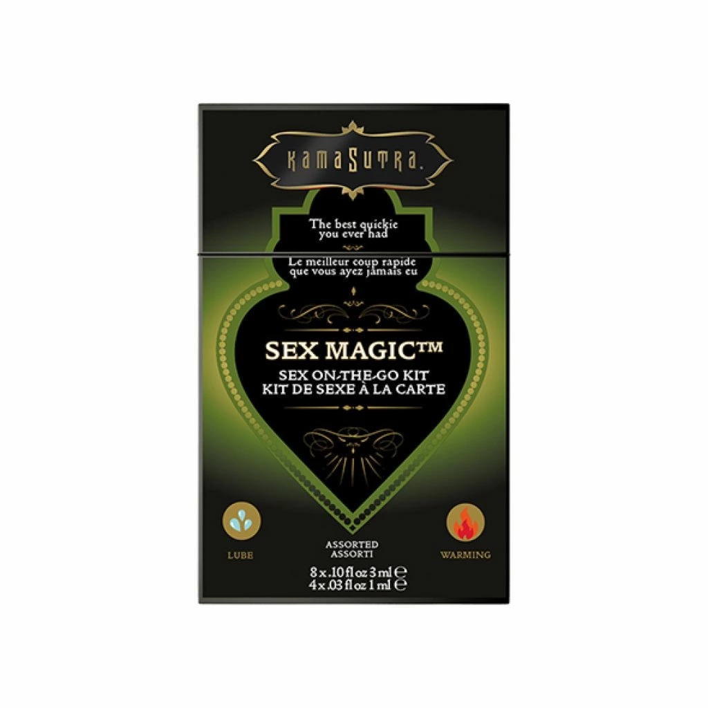Kama Sutra Sex To Go Kits Sex Magic mini – zestaw lubrykantów i żelu rozgrzewającego, 12 saszetek