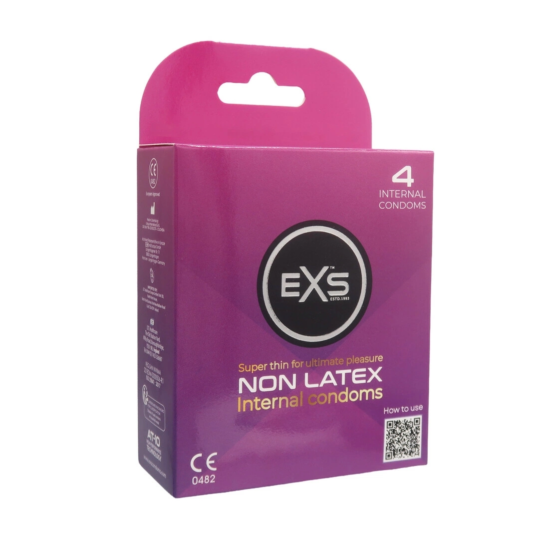 EXS Non-Latex Internal Condoms 4 szt. – ultracienkie, hipoalergiczne prezerwatywy wewnętrzne