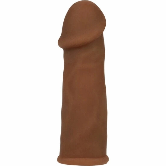 CalExotics Futurotyczna Nakładka Intymna TPR Brązowa 14cm, Elastyczna, Anatomiczny Kształt