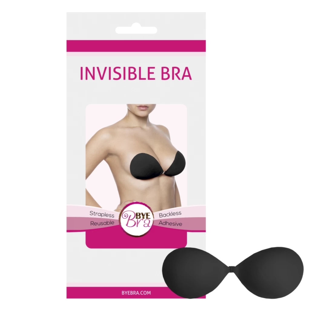 Bye Bra Invisible Bra Miseczka B Czarny – biustonosz samonośny, czarny, wielokrotnego użytku
