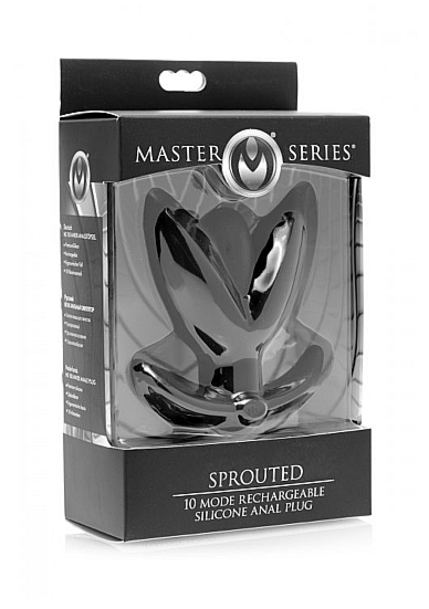 Wibrujący korek analny typu kotwica - Sprouted 10X Silicone Vibrating Anchor Anal Plug - czarny AF560