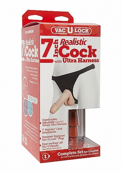 Vac-U-Lock Kompletny zestaw Strap-on z Dildo - 7" Realistic Cock - With Ultra Harness - 1050-02-BX