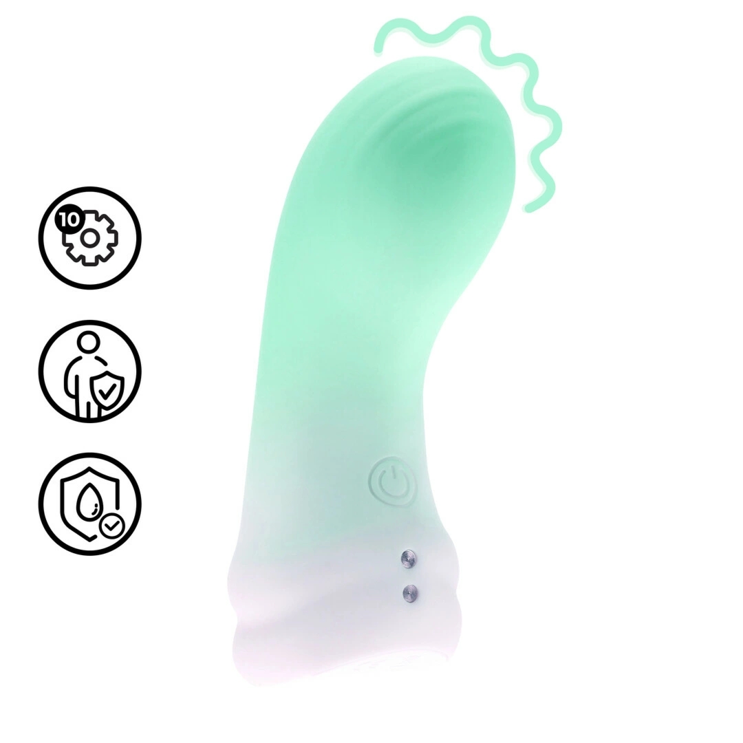 Loveline Smooth Finger Vibrator Misty Green – kompaktowy masażer silikonowy, zielony