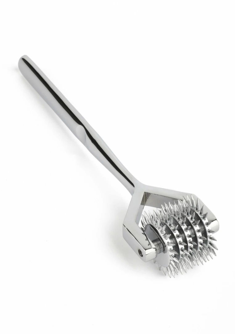 Mr. Steel 5-kołowy Wartenberg Pinwheel stalowy – narzędzie sensoryczne z ergonomiczną rączką