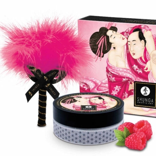 Shunga Sweet Snow Malinowy Puder do Ciała 75g – aromatyczny puder, aplikator piórko