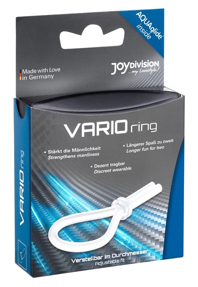 Joydivision Vario Ring silikonowa przezroczysta opaska regulowana, uniwersalna z próbką żelu