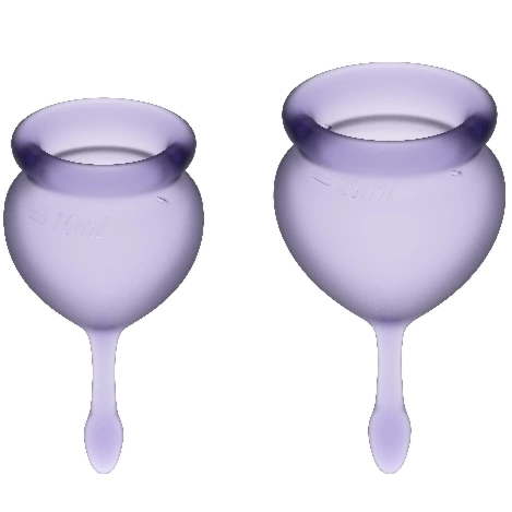 Satisfyer Feel Good kubeczek menstruacyjny fioletowy zestaw 15ml+20ml, silikon medyczny