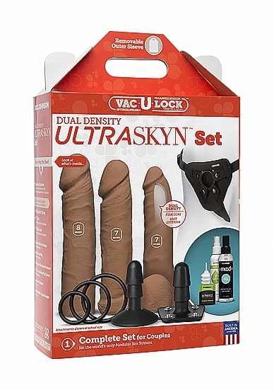 Duży Zestaw Strap-On 1051-06-BX - Dual Density ULTRASKYN Set - Caramel
