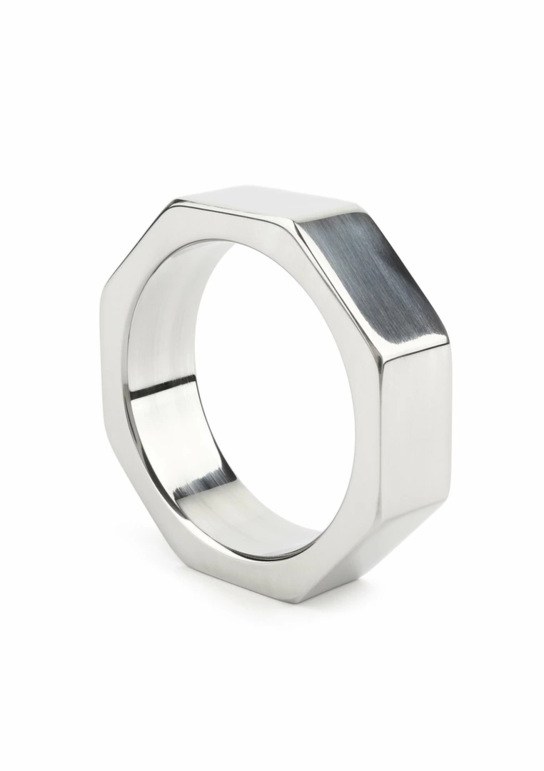 Mr. Steel Nut C-Ring 45mm stalowy pierścień anatomiczny, sześciokątny, polerowana powierzchnia