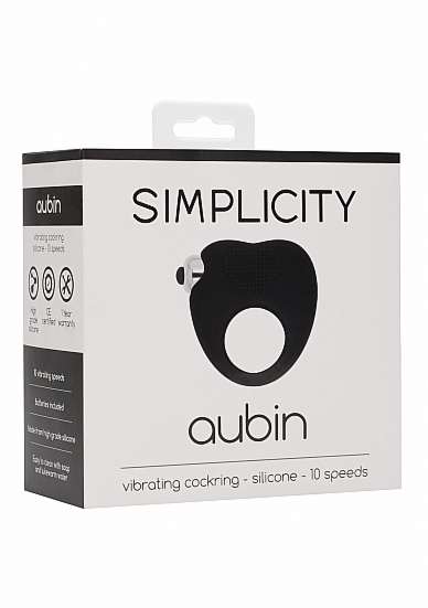PIERŚCIEŃ EREKCYJNY AUBIN serce - AUBIN vibrating cockring - Black