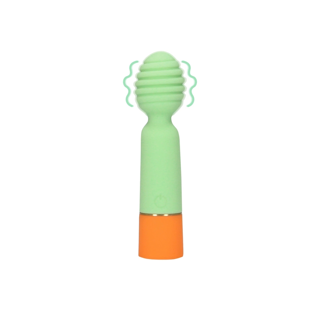 Loveline Mini Spring Sage kompaktowy wibrator kroliczek USB, żebrowana powierzchnia