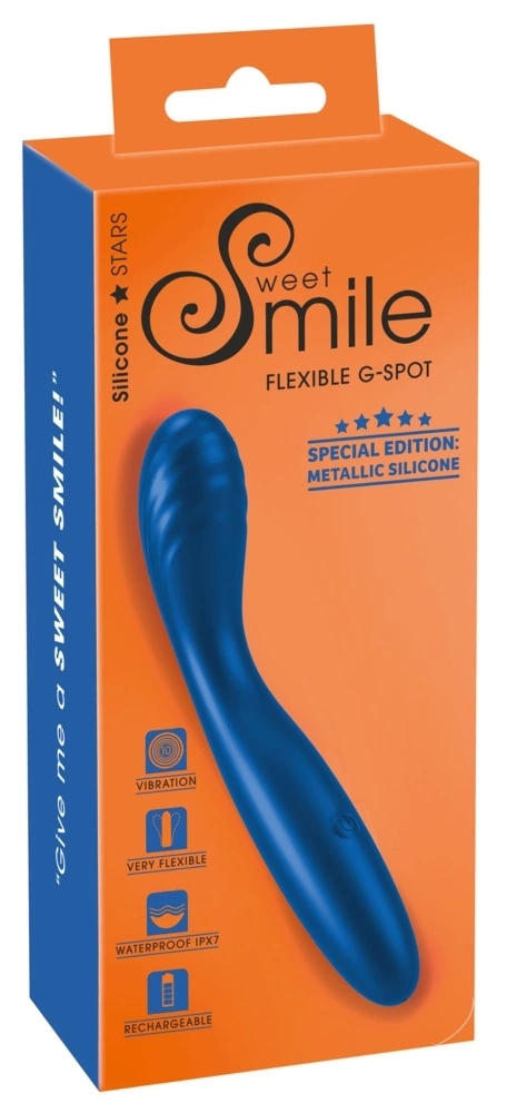 Sweet Smile Flexible G-Spot elastyczny model z metalicznym silikonem i rowkowaną główką 18 cm