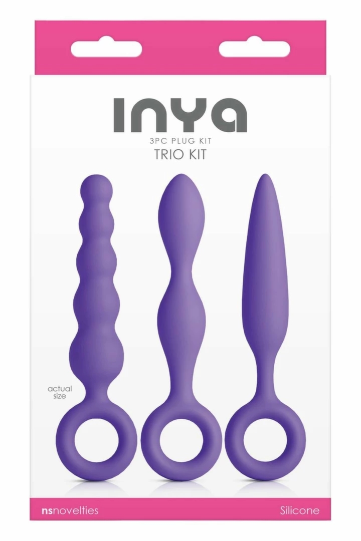 INYA Trio Kit Purple zestaw 3 anatomicznych wtyczek silikonowych, ergonomiczne pierścienie