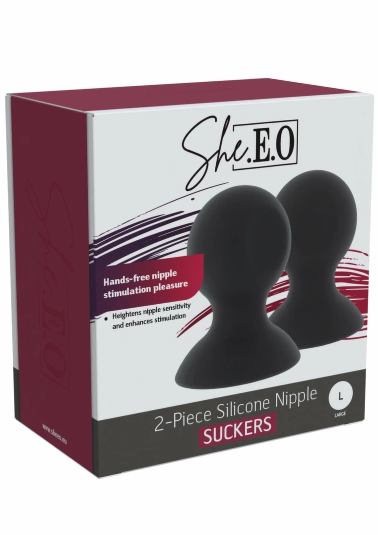 She.E.O Silicone Nipple Suckers L silikonowe nakładki podciśnieniowe duże, przezroczyste/różowe