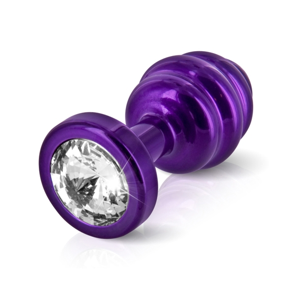 SexShop - Prążkowany ozdobny plug analny - Diogol Ano Butt Plug Ribbed Purple 25mm Fioletowy