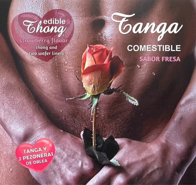 Hotflowers Stringi męskie z wafelkami truskawkowymi – elastyczny model z dodatkiem spożywczym