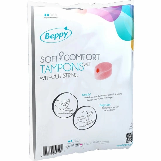 Beppy Soft Comfort anatomiczne tampony mokre 30 szt. – lawendowy zapach, bezsznurkowe