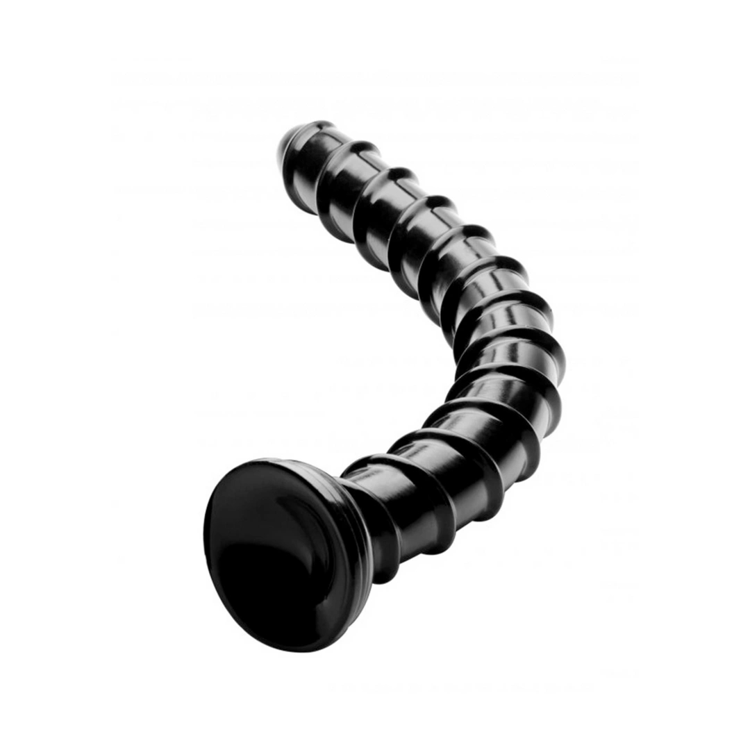 XR Brands Wąż Kręgowy 46 cm – model spiralny z przyssawką, anatomiczna tekstura, czarny