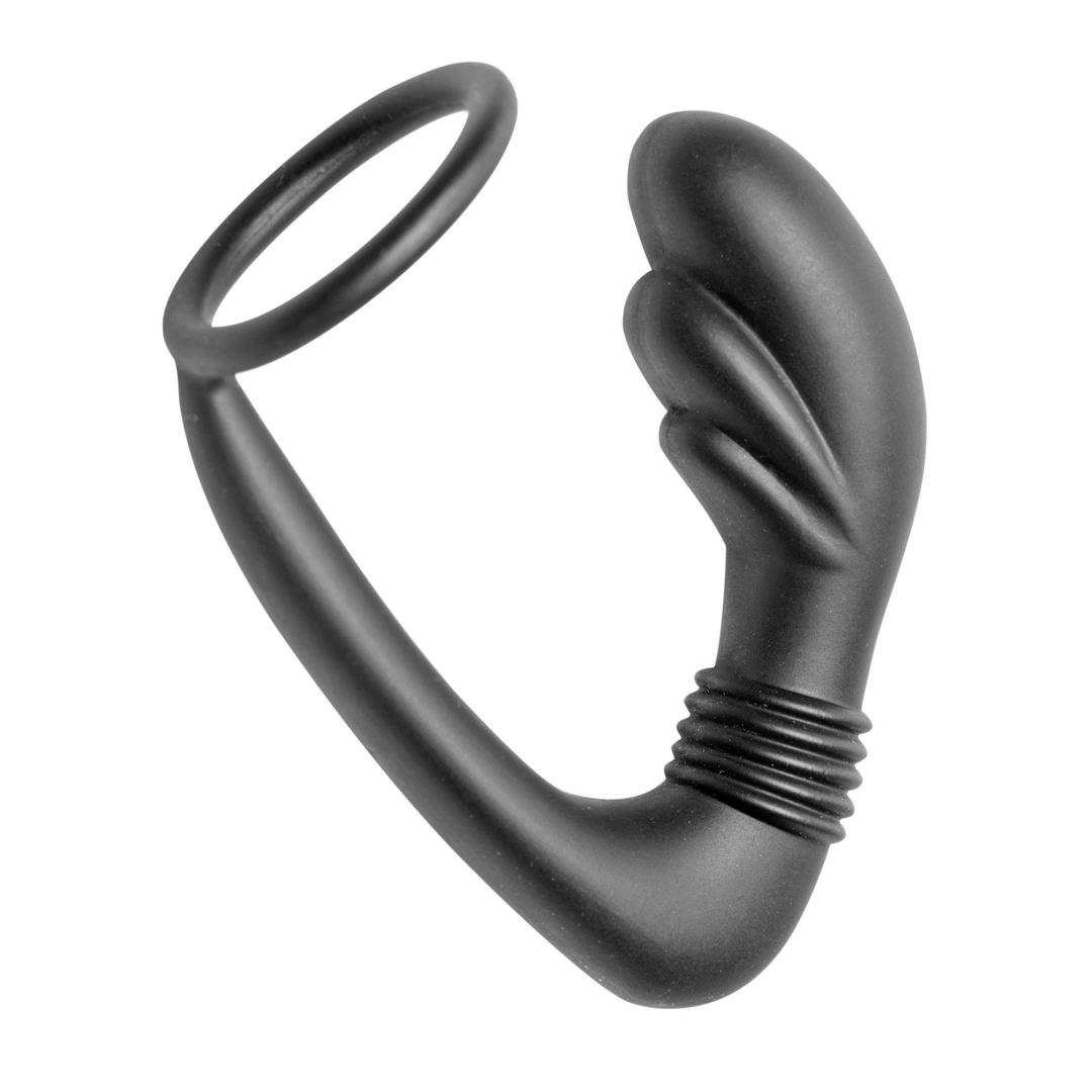 XR Brands Cobra – silikonowy masażer prostaty z elastycznym pierścieniem, anatomiczny kształt, czarny
