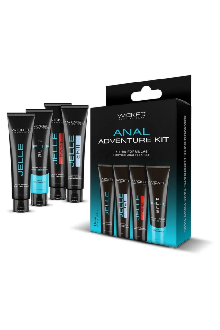 Wicked Anal Adventure Kit zestaw 4 żeli intymnych 4x30ml – travel, różne formuły