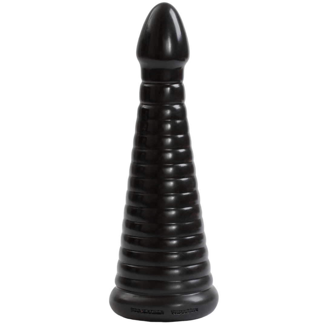 Doc Johnson TitanMen Intimidator – czarny korek 28 cm PVC, żebrowana powierzchnia