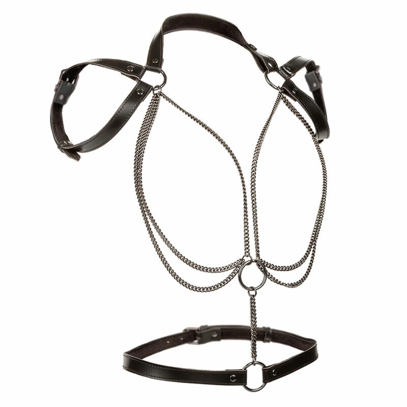 CalExotics Euphoria Halter Uprząż Multichain Premium – wegańska skóra, aksamit, uniwersalna