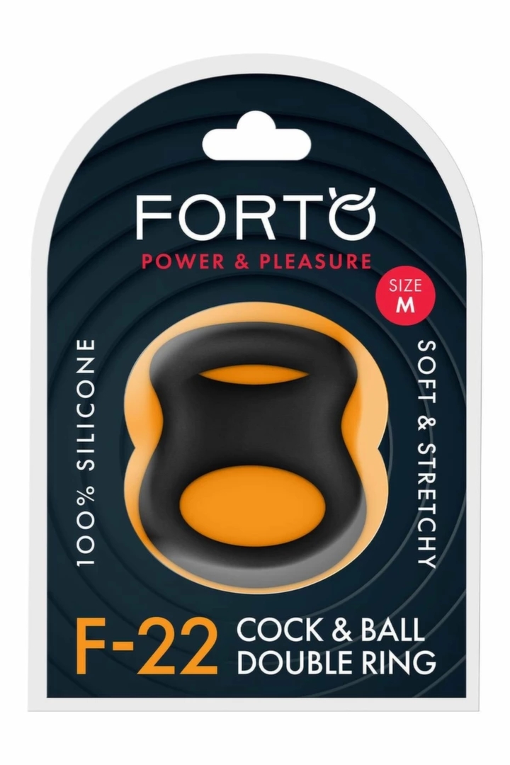 FORTO F-22 D RING Medium Black silikonowy pierścień anatomiczny, czarny, rozmiar M
