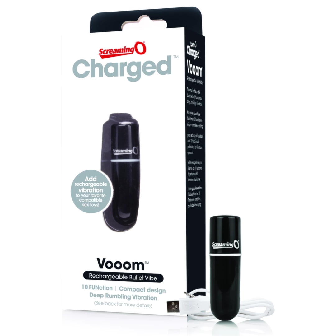 The Screaming O Charged Vooom Black – kompaktowy stymulator 10 trybów, ładowanie USB