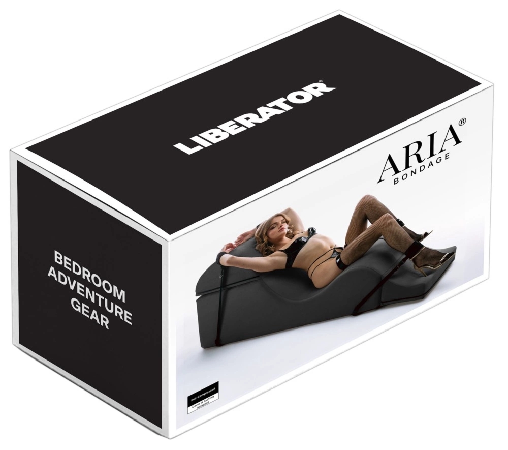 Liberator Super Bondage Aria 22" Black ławka z systemem pasów, Plus Size, mikrowelur