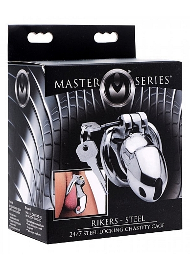 Klatka na penisa ze stali nierdzewnej - Rikers 24-7 Stainless Steel Locking Chastity Cage - srebrna AF441