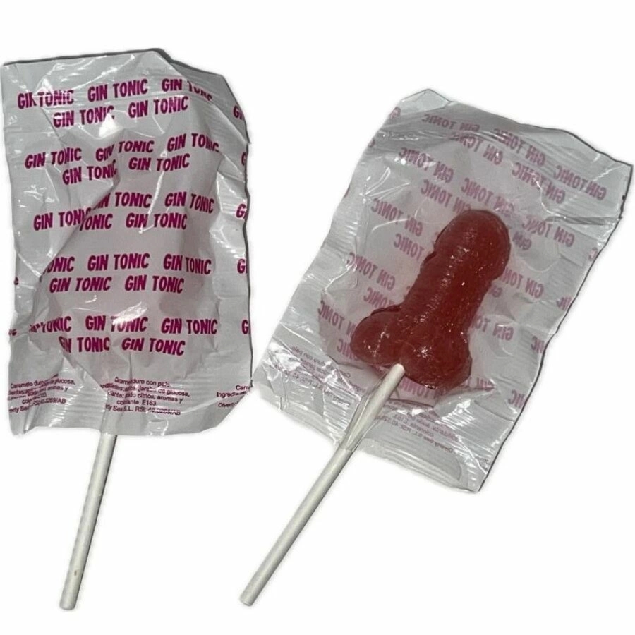 Diverty Sex Lizak Gin & Tonic Truskawkowy 10% Alk. – jasnoróżowy, 5 cm, słodycz z alkoholem