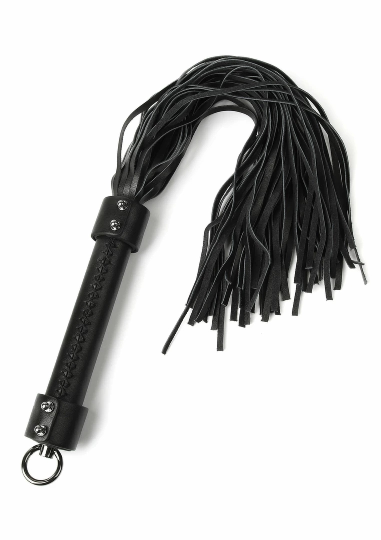 Hidden Desire Genuine Leather Whip 55cm – elegancki bat z naturalnej skóry, metalowy pierścień