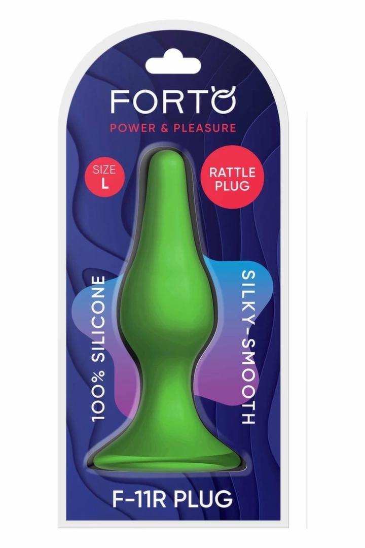 FORTO F-11R RATTLER LUNGO Large Zielony silikonowy model z kulką, przyssawka, zielony