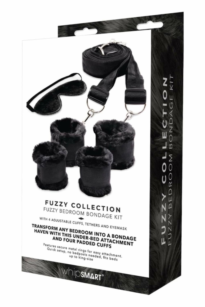 WHIPSMART Fuzzy Bedroom Bondage Kit zestaw z miękkimi kajdankami, opaską i taśmami