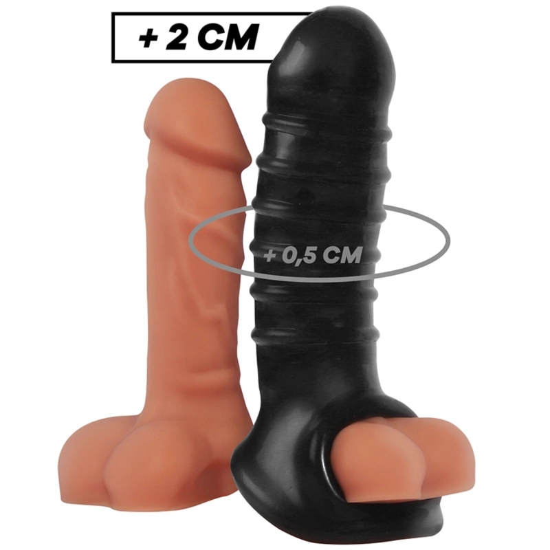 VirilXL V15 Czarny – Nakładka Powiększająca, Teksturowana, TPE, 13,5 cm