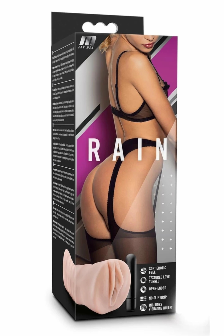 M FOR MEN Rain Vanilla – maszyna intymna z wibracją, żebrowana powierzchnia, 12,7 cm