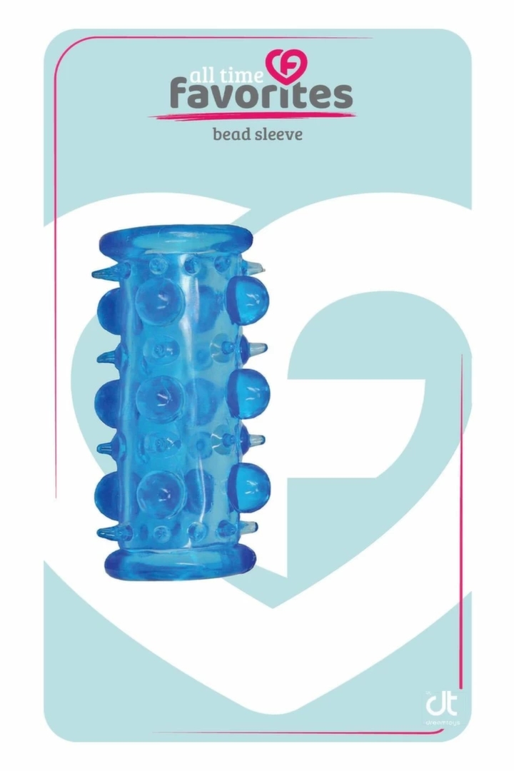 ALL TIME FAVORITES Bead Sleeve Blue – elastyczna nakładka intymna z wypustkami, niebieska
