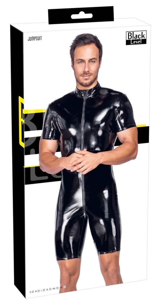 Black Level Playsuit męski winylowy czarny 2XL z miękko wyściełanym zamkiem 3-way