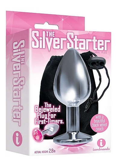 Anodowany korek ze stali nierdzewnej - z biżuterią Pink - IC2313-2 - Bejeweled Stainless Steel Plug - Pink