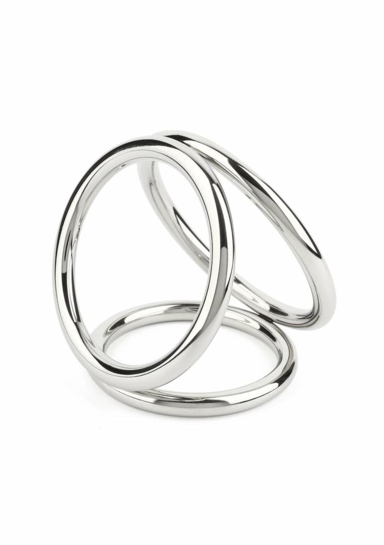 Mr. Steel Triad Chamber C-Ring Large stalowy pierścień 3w1, trójpierścieniowa konstrukcja, polerowana stal