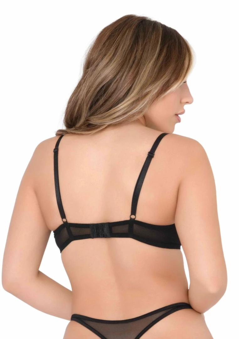 Very sexy embroidered biustonosz nieusztywniany z haftem, ozdobne paski i diament